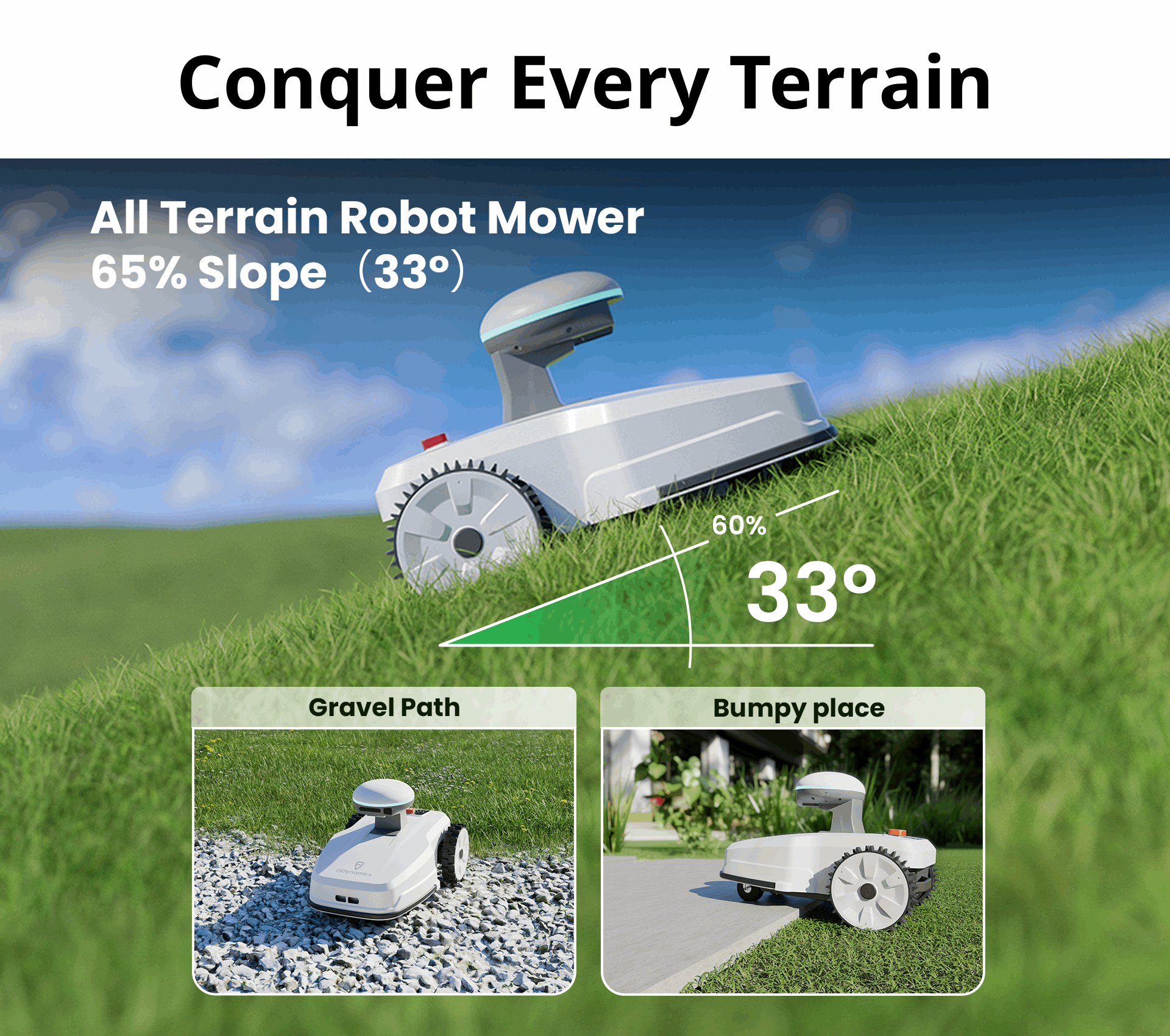 65% slope all terrain robot mower
